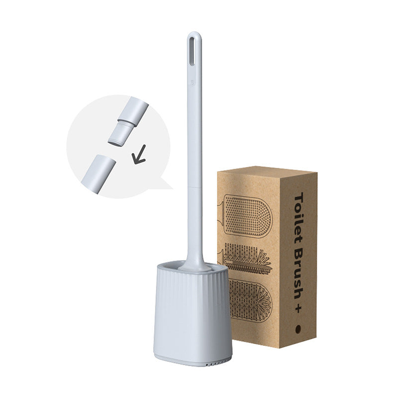 Multi-Functional Detachable Handle Toilet Cleaning Brush Set with Base - No Dead Angle TPR Soft Glue