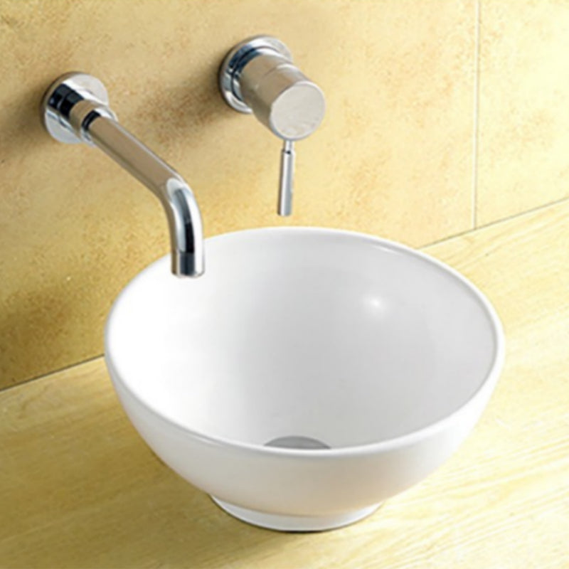 Mini Ceramic Bathroom Wash Basin - Modern White Compact Sink
