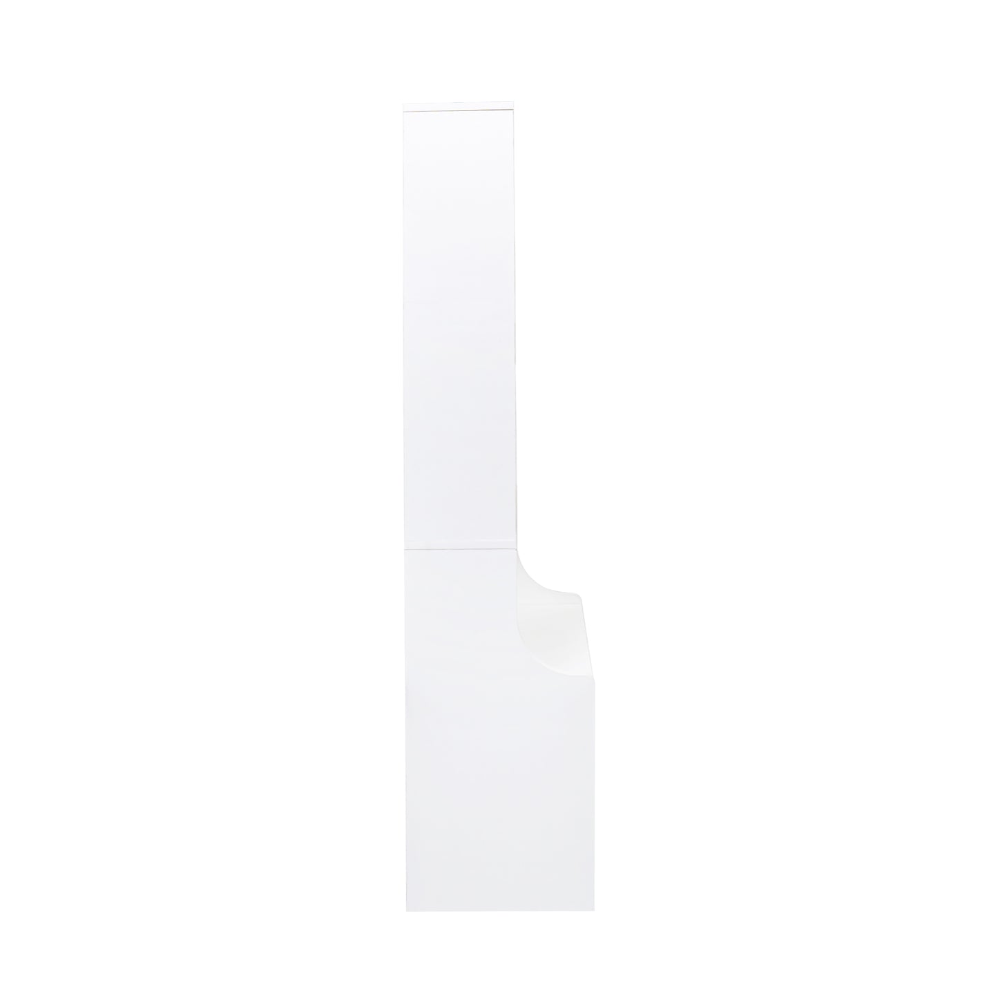 White Night Stand with Bookshelf and 2 Storage Drawers