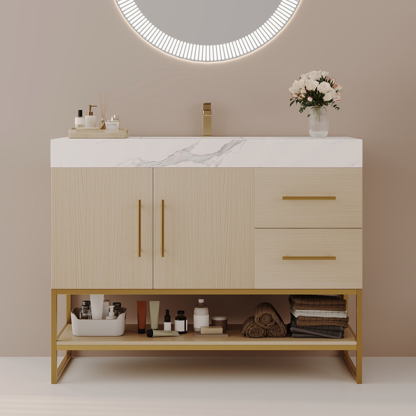 36" Modern Free-Standing Bathroom Vanity with Sintered Stone Top