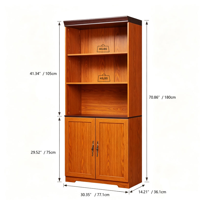 Tall Storage Cabinet - 5-Tier Cube Display with Adjustable Shelves - Dark Oak