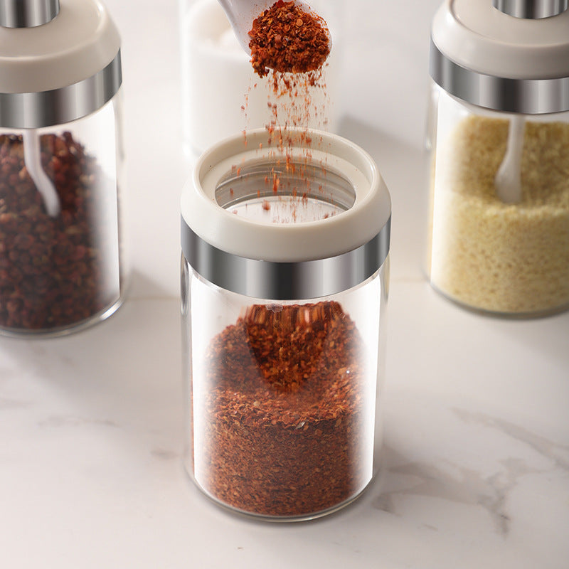 Glass Salt Shaker with Sealed Moisture-Proof Lid - Kitchen Storage Jar