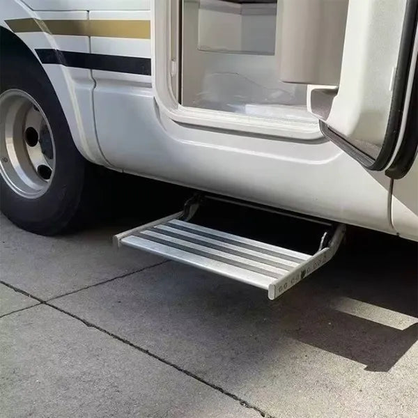 Manual RV Step with Anti-Slip Pedals Aluminum Alloy Durable Portable