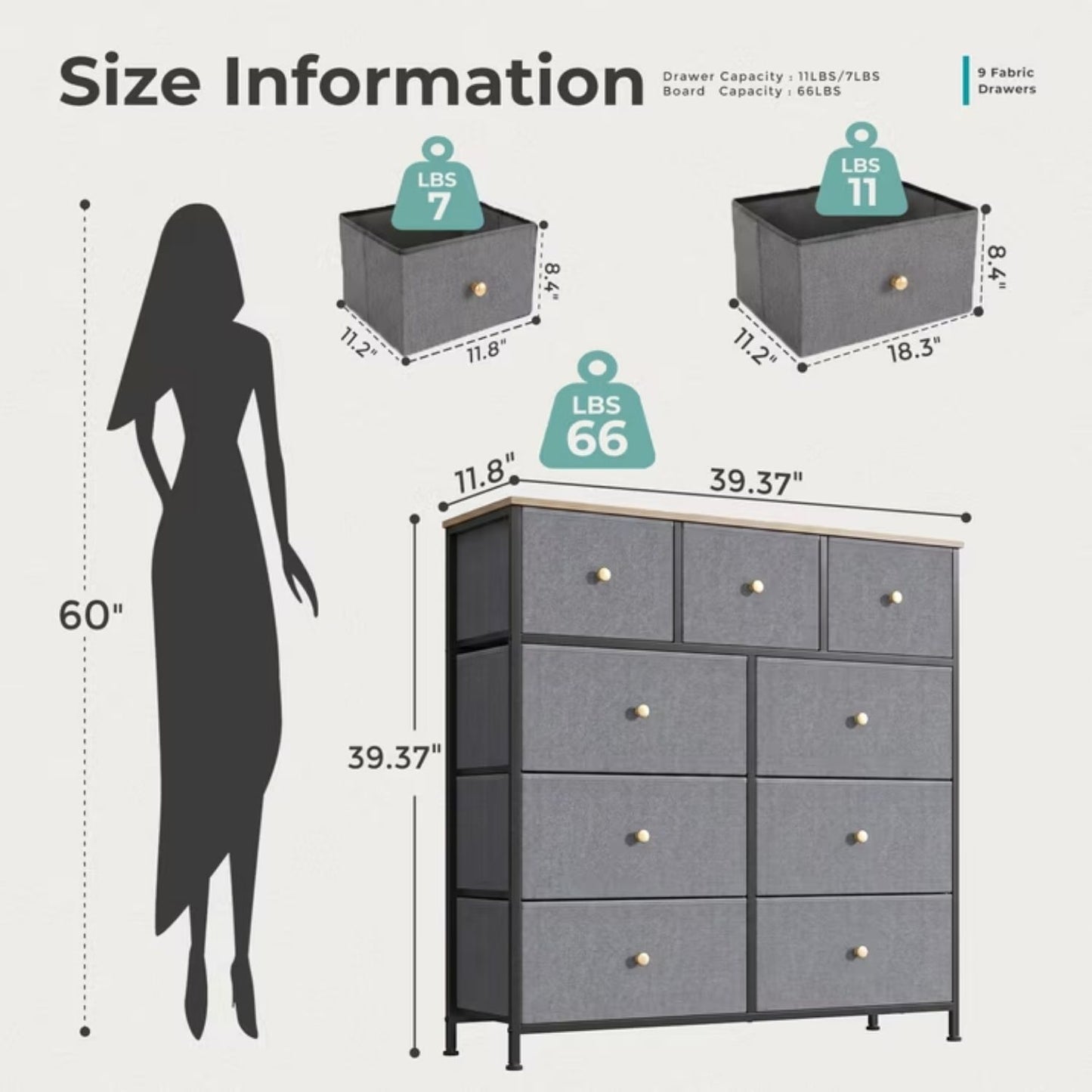 Fabric Dresser - Versatile Chest of Drawers for Bedroom & Entryway