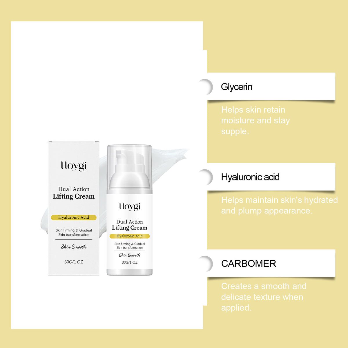 Double-Effect Lifting Face Cream 30g - Hydrating Skin Care for Youthful Look