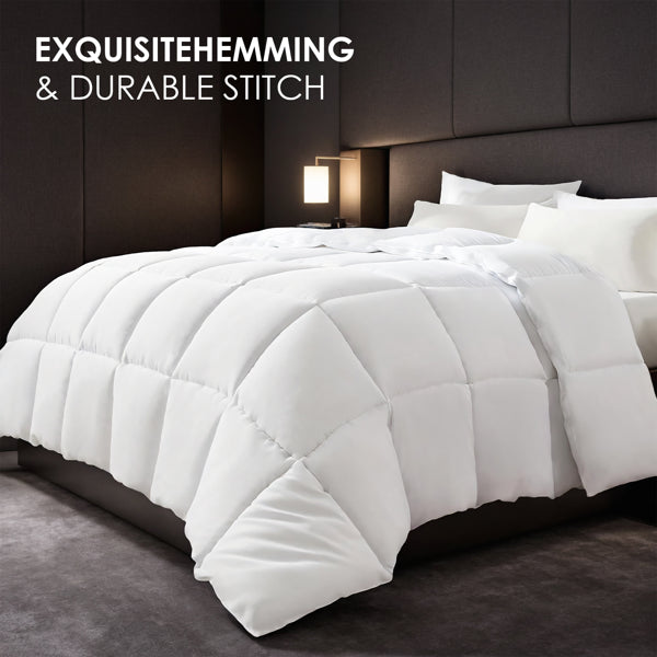 Extra Large White Checkered Duvet - Luxury Hotel-Grade Bedding