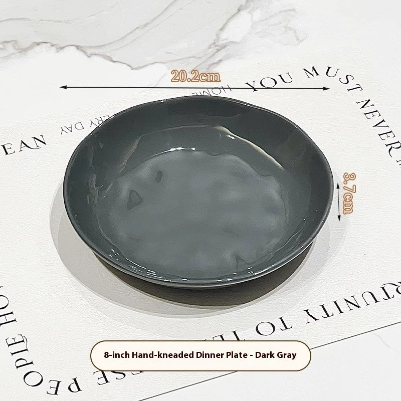 8-Inch Ceramic Dinner Plate - Deep Round Food Plate for Kitchen & Dining
