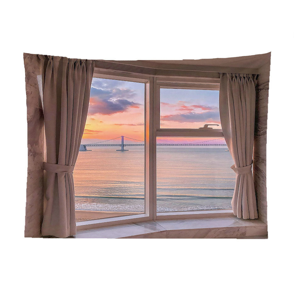 False Window Scenery Background Cloth for Home & Garden Curtains