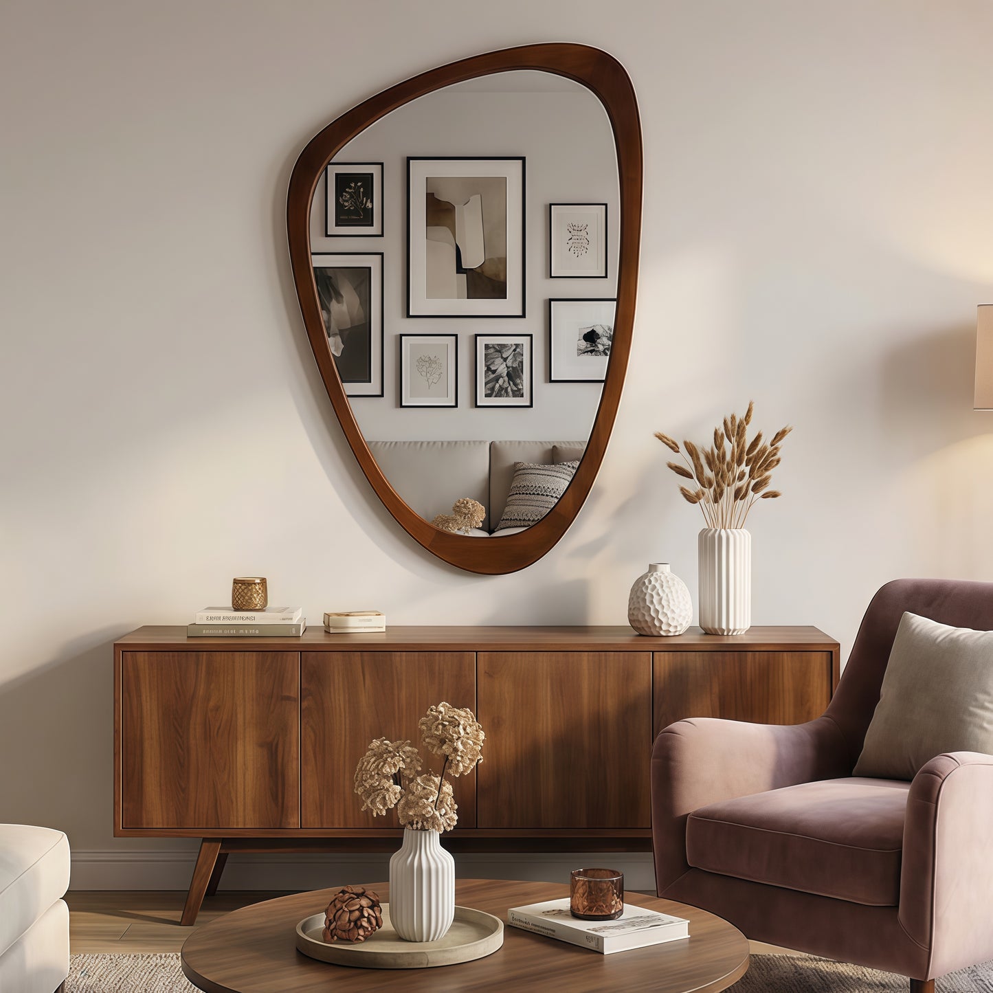 24x36 Black Walnut Solid Wood Frame Decorative Mirror