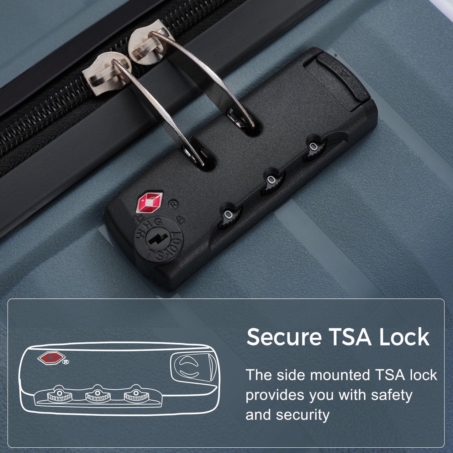Premium 3-Piece Luggage Set with TSA Lock - 20, 24, 28 Inch, Grey-Blue