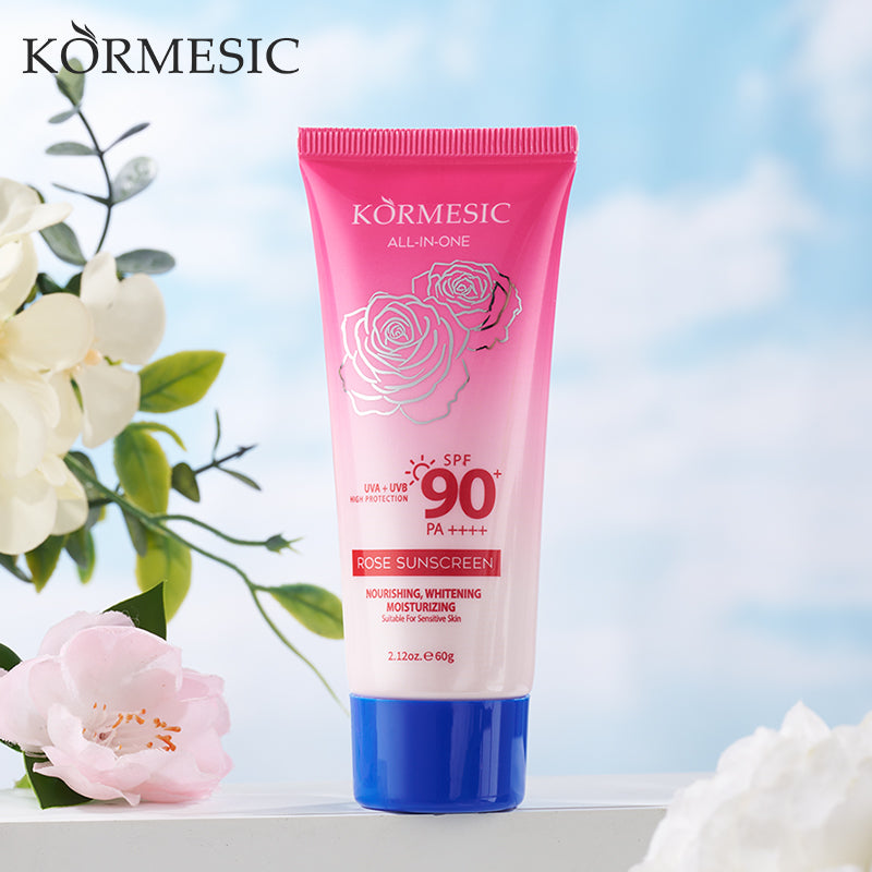 Rose Whitening Moisturizing Sunscreen for Face SPF 50+ - Hydrating & Brightening