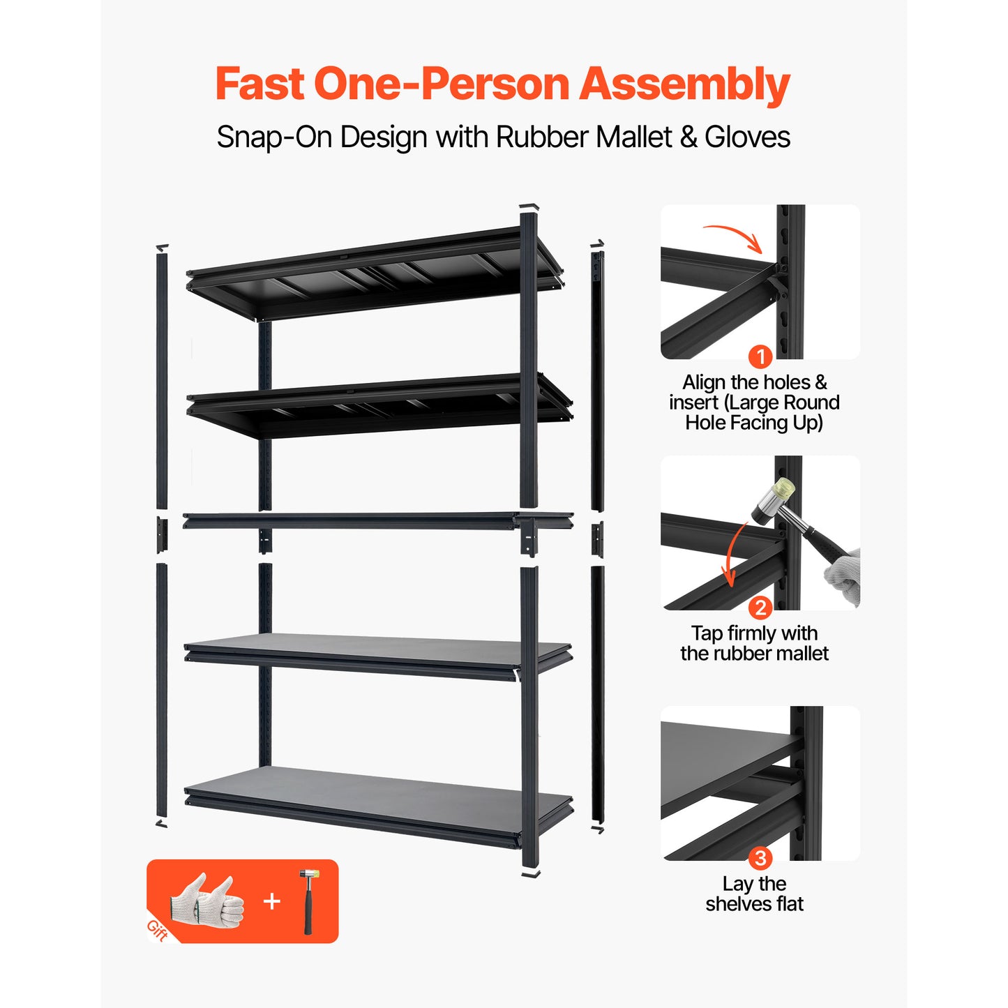 Heavy Duty Metal Garage Storage Shelves - 5-Tier Adjustable Utility Rack 2500 Lbs Capacity