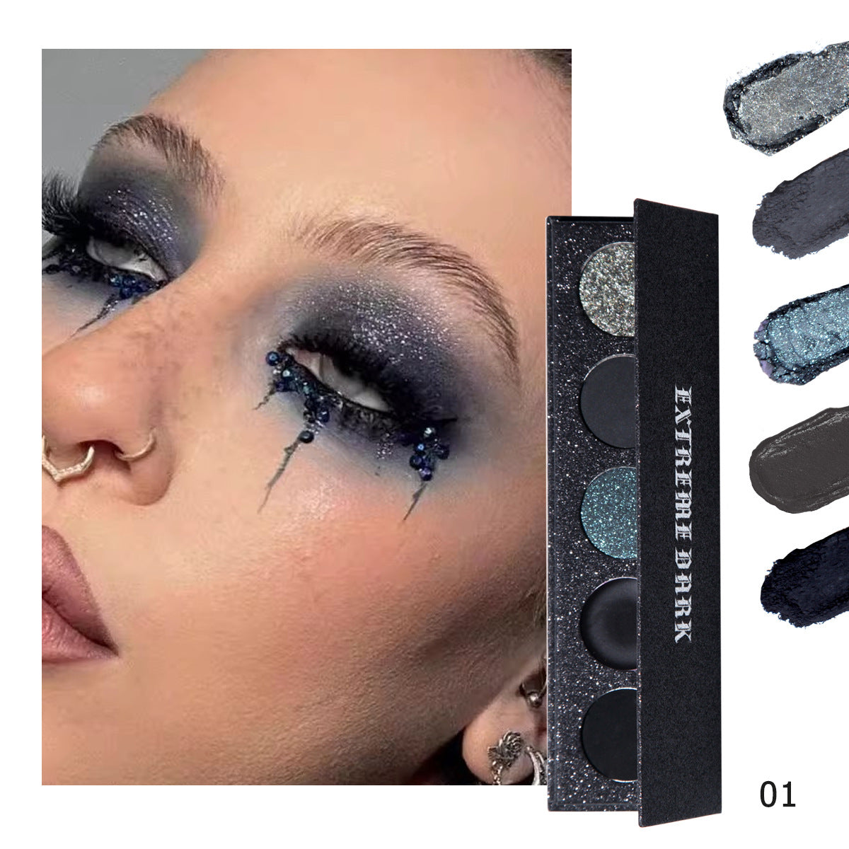 Long Lasting Dark Eye Shadow Palette - Smear-proof Makeup Set with 5 Deep Colors