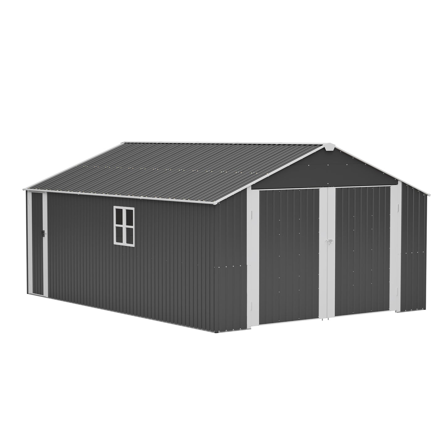 12x20 FT Outdoor Metal Shed - Spacious Storage with Double Doors