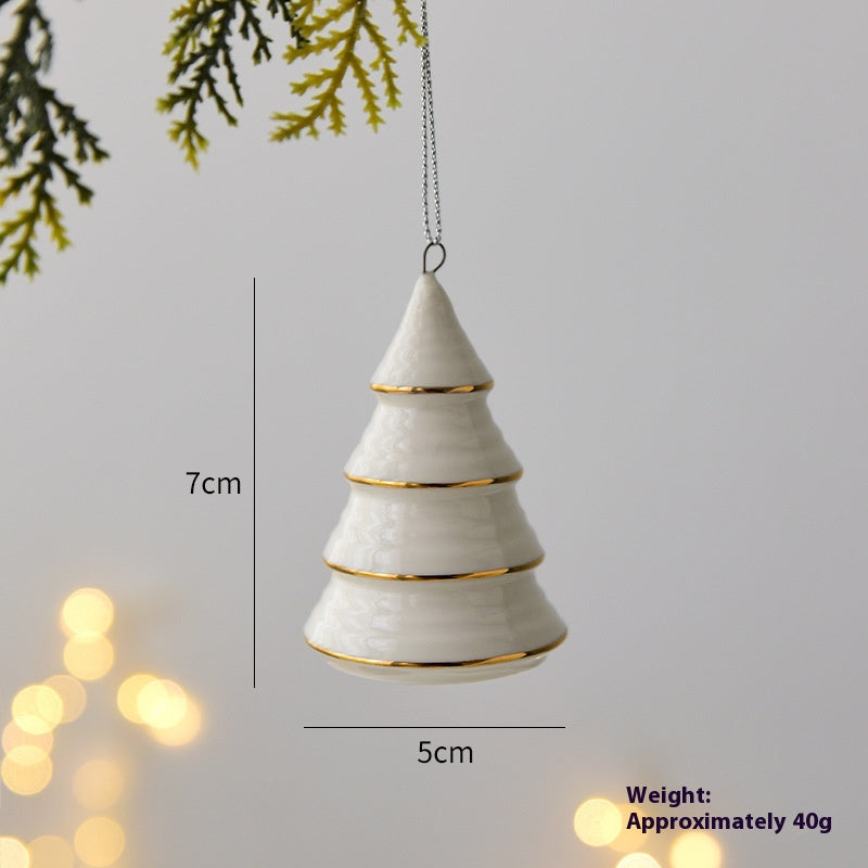 Mini House Ceramic Christmas Pendant Ornament Set