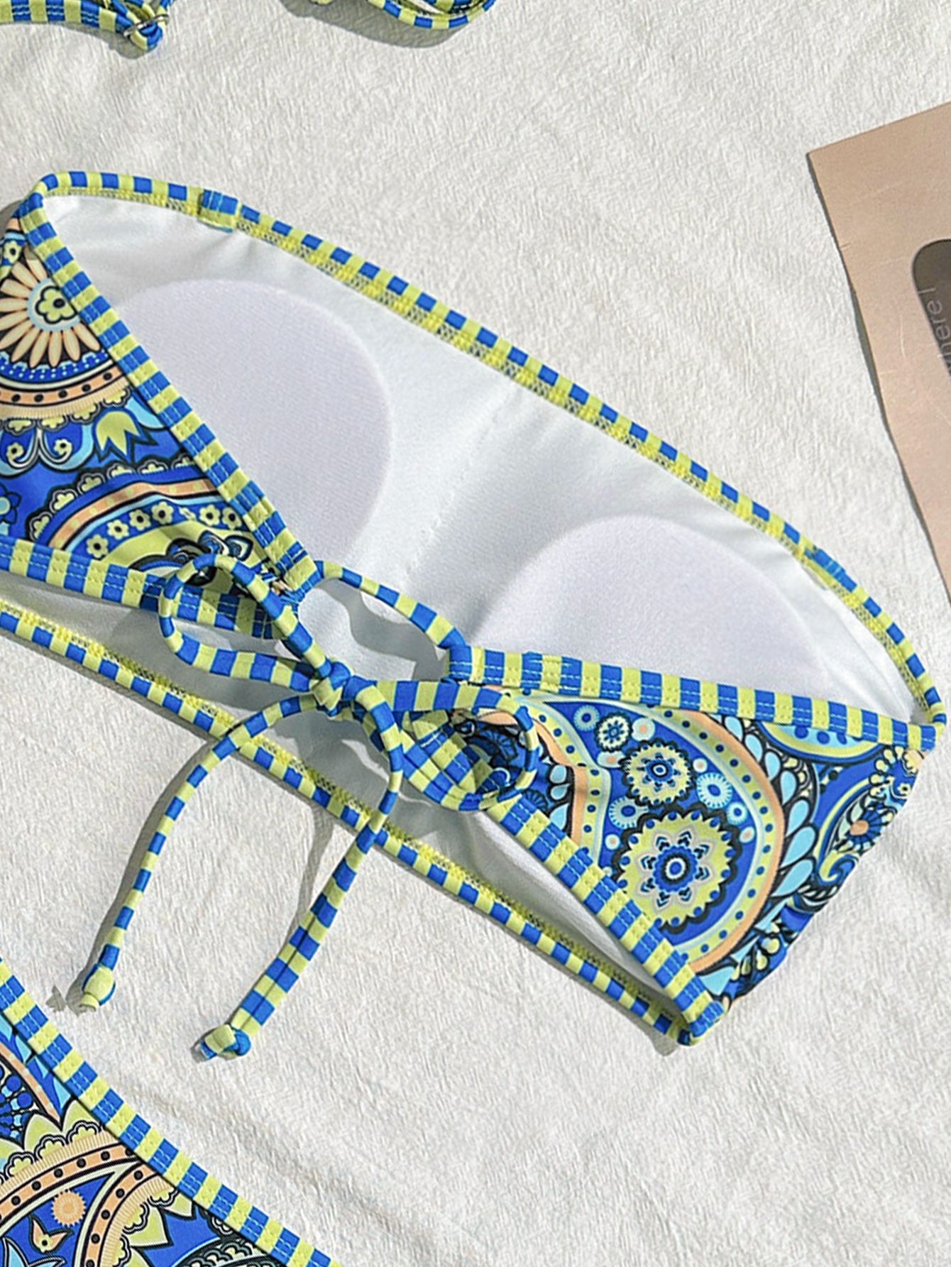 Women's Paisley Print Bandeau Bikini Set - Strapless & High Cut