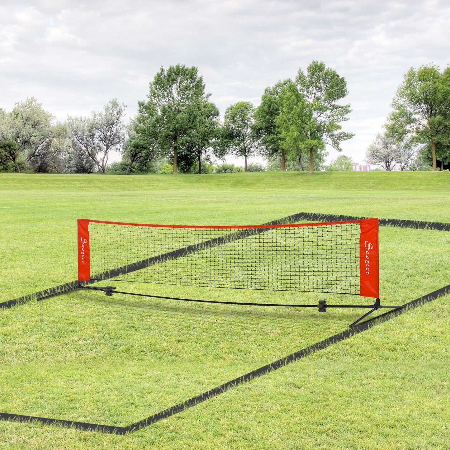 10ft Portable Soccer Tennis Net with Storage Bag - Red