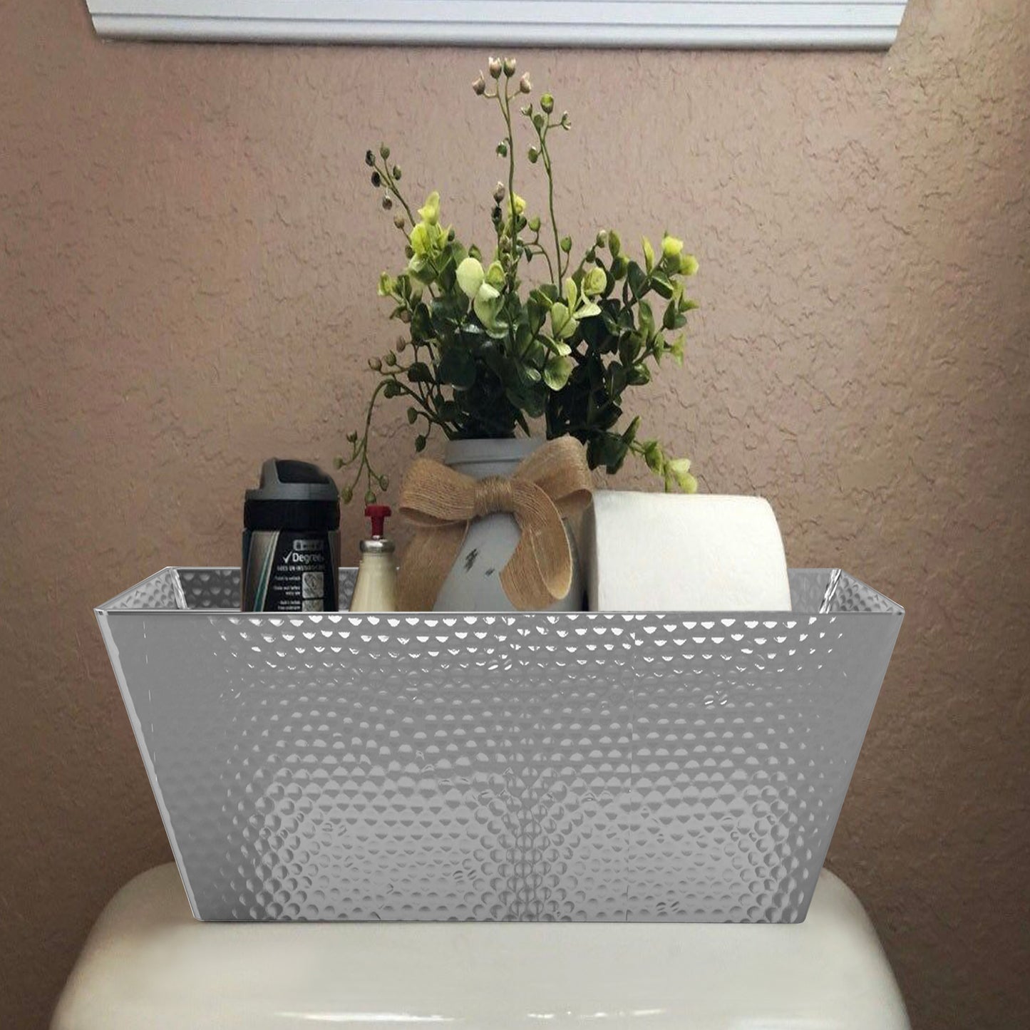 Hammered Stainless Steel Vanity Toilet Tank Tray Shiny Finish
