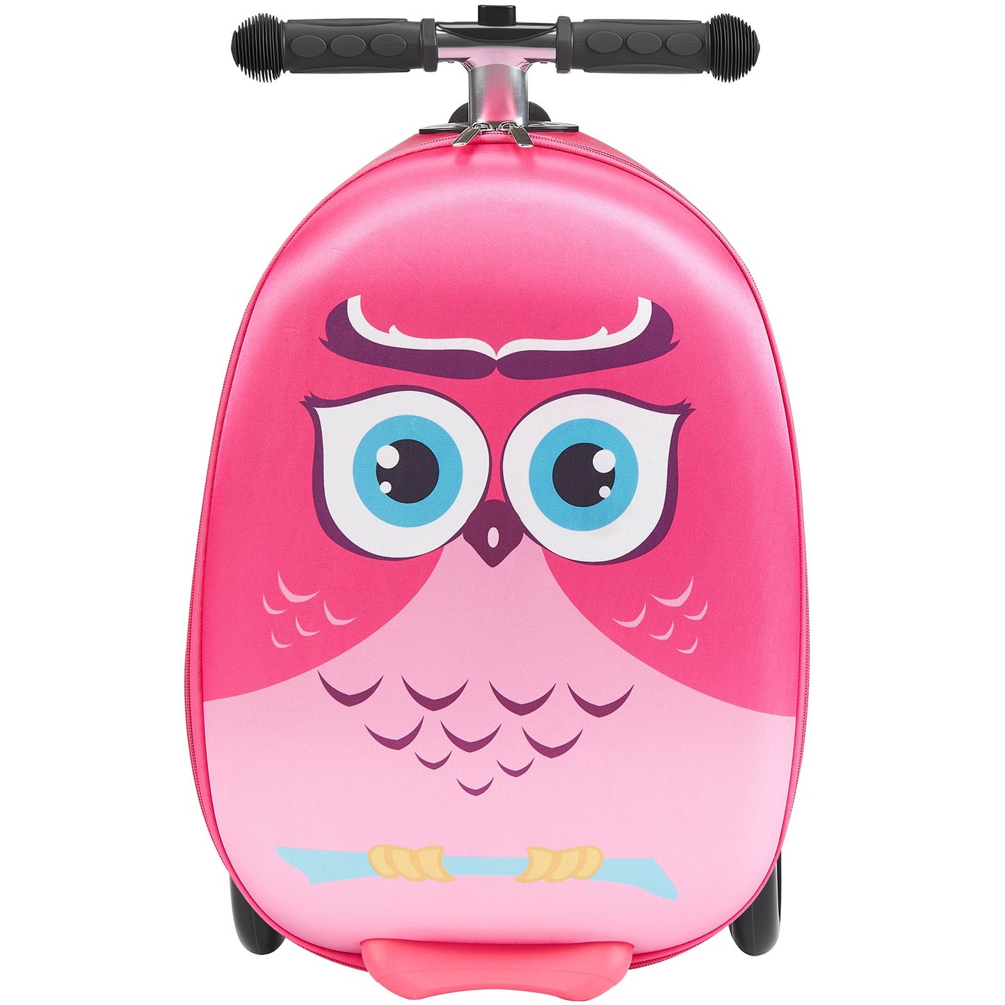Kids Ride-On Luggage 20-Inch Pink Scooter Suitcase with Flash Wheels