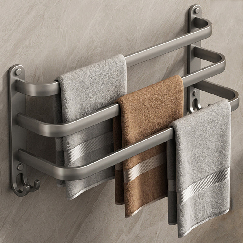 Double Bathroom Towel Bar Rack Aluminum Storage Holder Home Organization