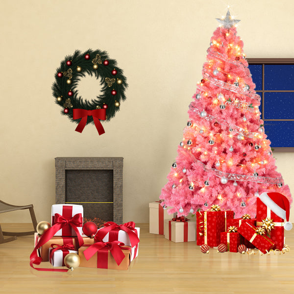 6ft Pink PVC Christmas Tree - Lush Holiday Decoration