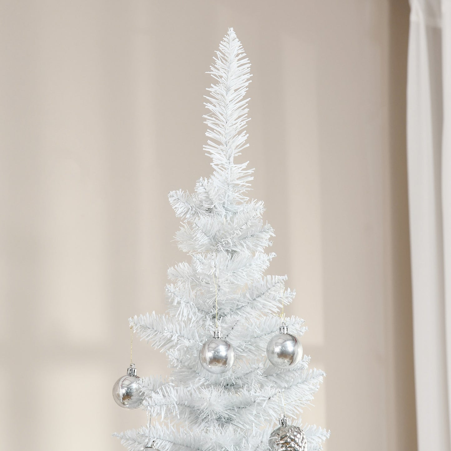 7ft Unlit Pencil Christmas Tree - Slim White Design with 499 Tips