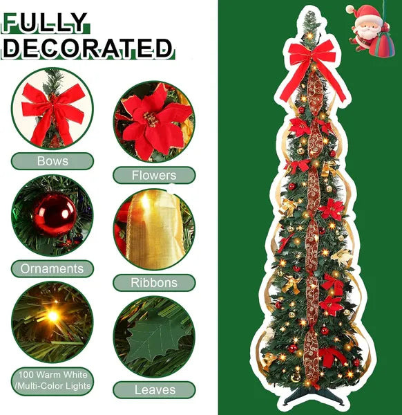 6ft Prelit Slim Artificial Christmas Tree with Remote Control - Green