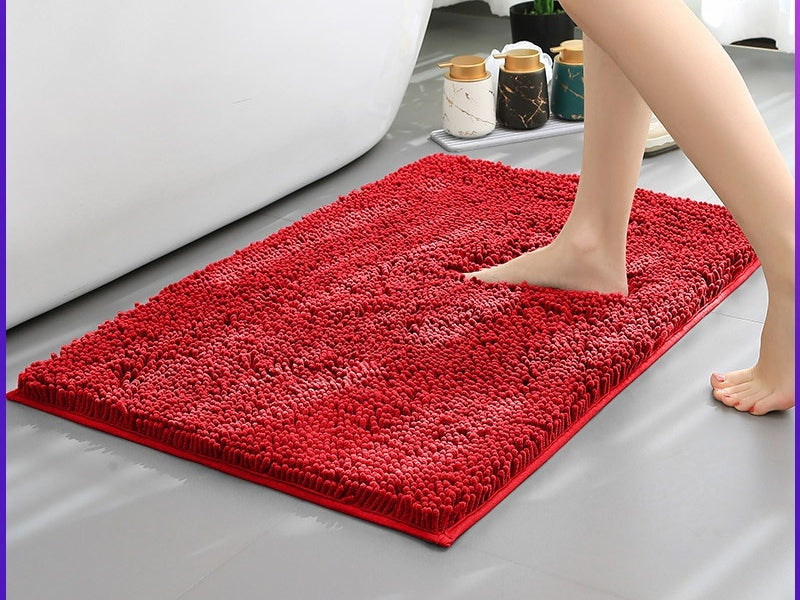 Non-slip Absorbent Bathroom Floor Mat - Stain-Resistant, Dense Woven Chenille