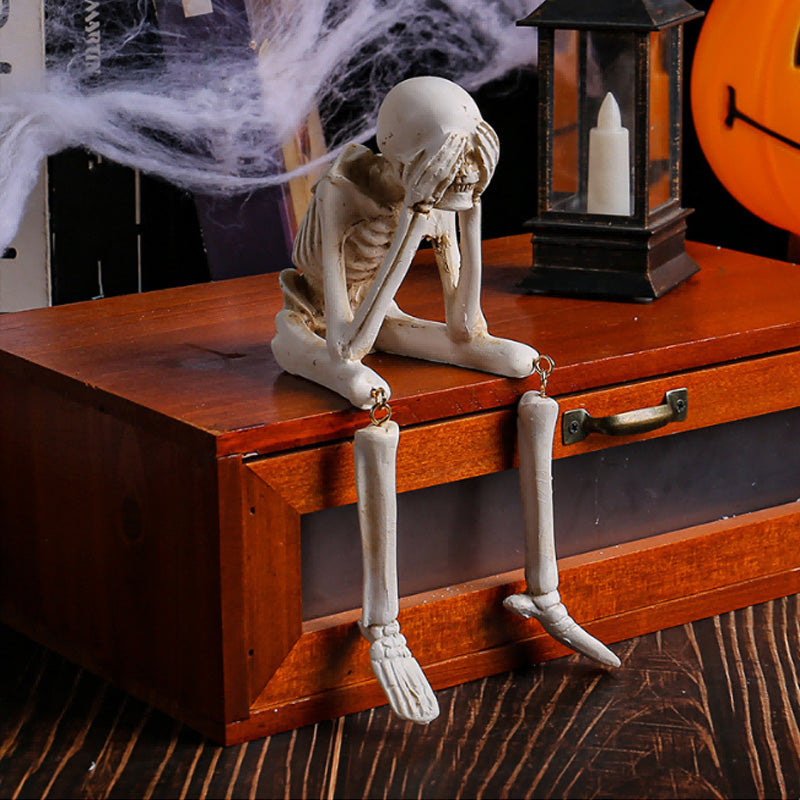 Halloween Skeleton Figurines Set of 3 - Gothic Resin Statues