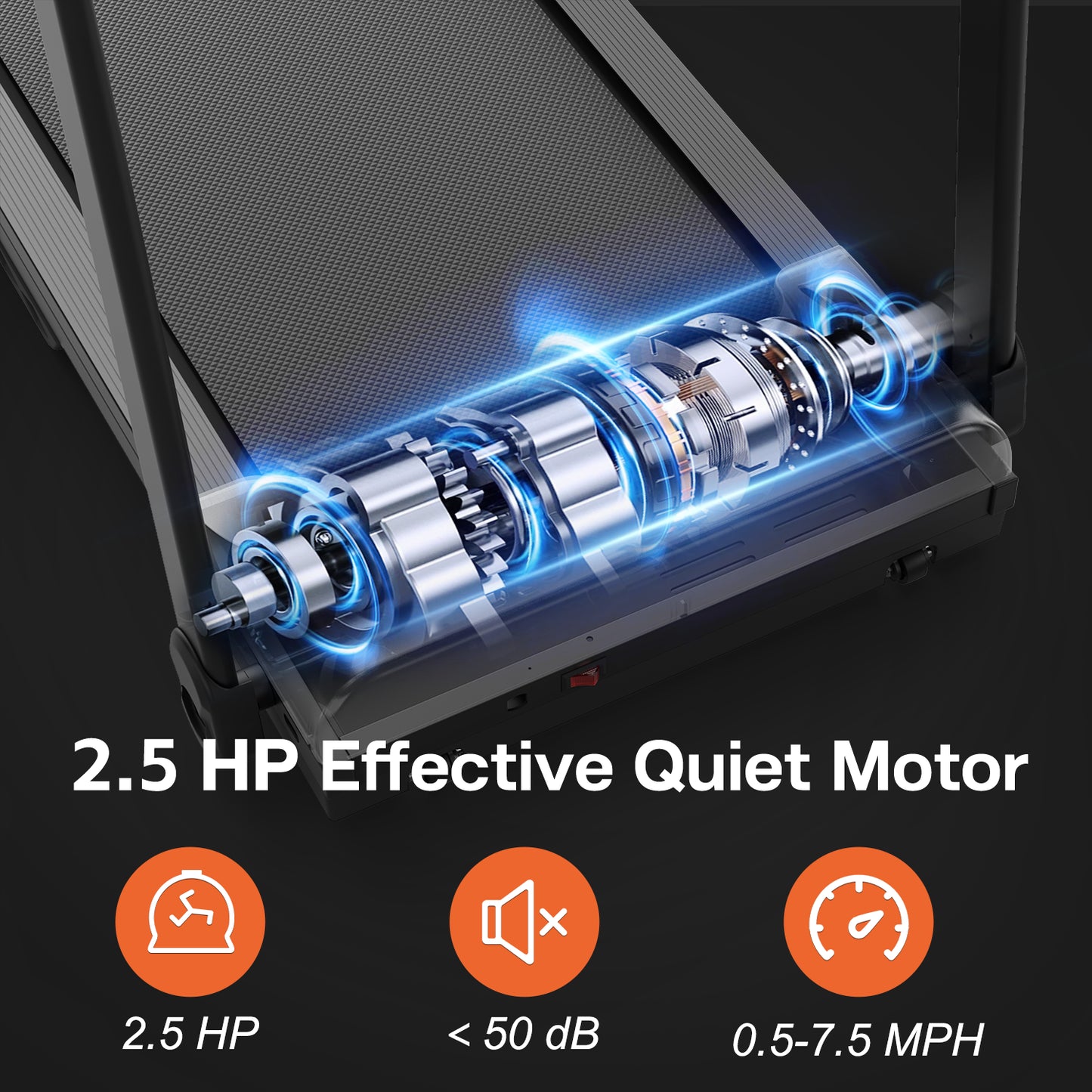 Foldable Treadmill - 2.5HP Electric Running Machine for Home Gym