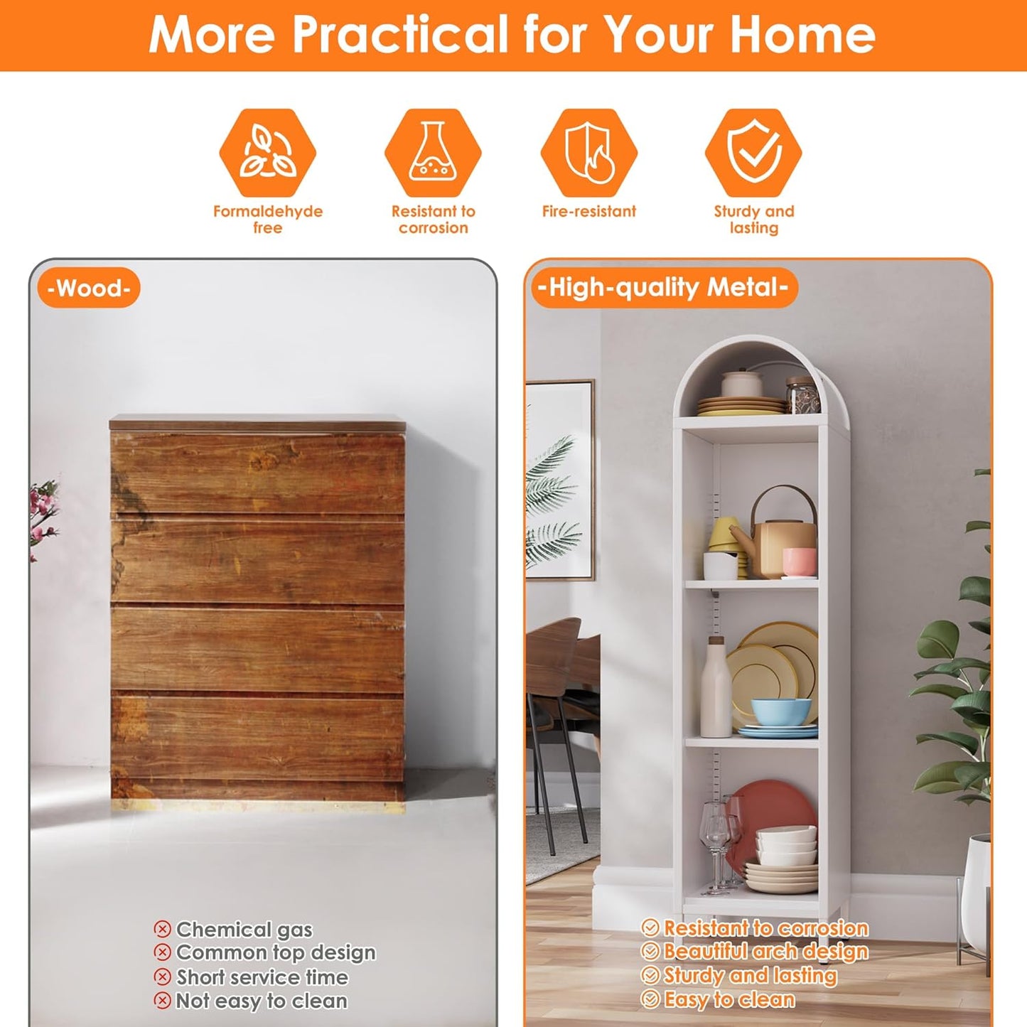 Arch Display Bookcase with Adjustable Shelves - White