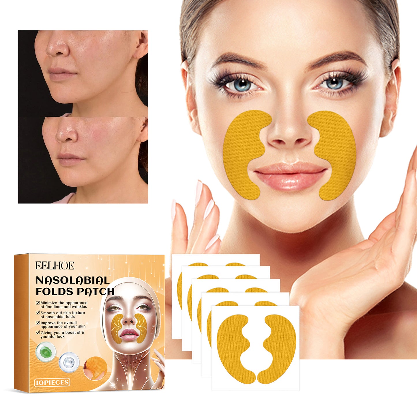 Facial Tightening Patches 10pcs - Moisturizing Skin Lift & Firming Mask