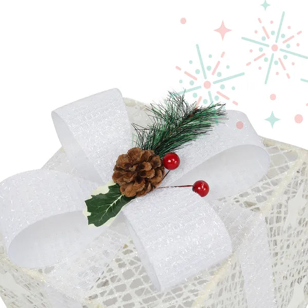 3-Piece LED Lighted Gift Box Set - Warm White Decorative Rack