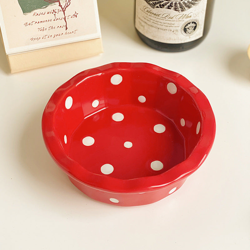 Polka Dot Porcelain Bowl Set - Cute Kitchen Dinnerware, 5-Inch