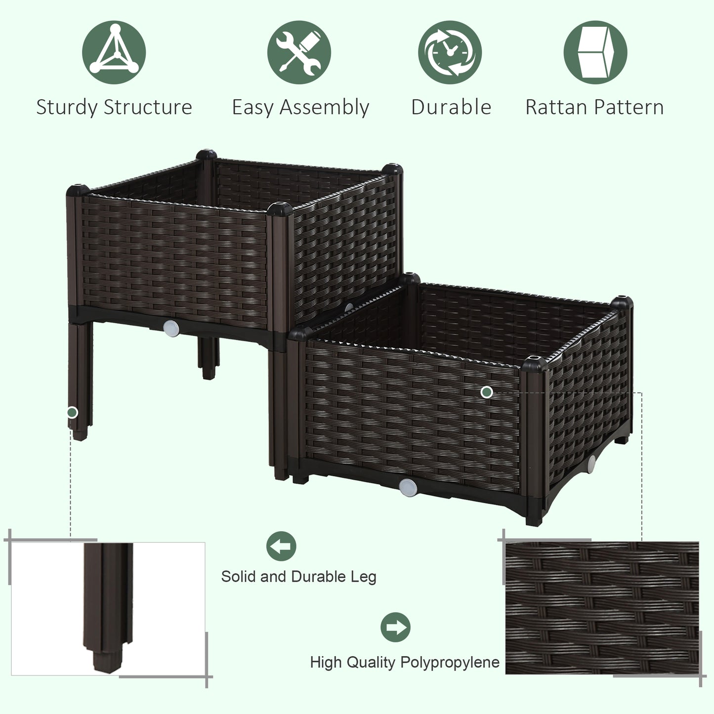 Self-Watering Raised Garden Bed with Legs - Brown Planter Box