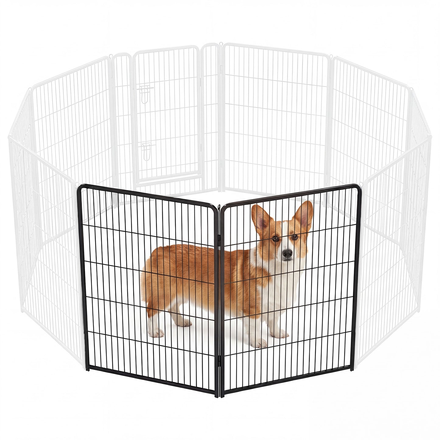 Foldable Metal Pet Fence with Lockable Door - Outdoor Indoor Dog Barrier