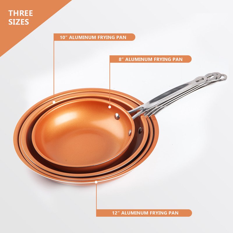 Copper Non-Stick Aluminum Frying Pan - Multiple Sizes