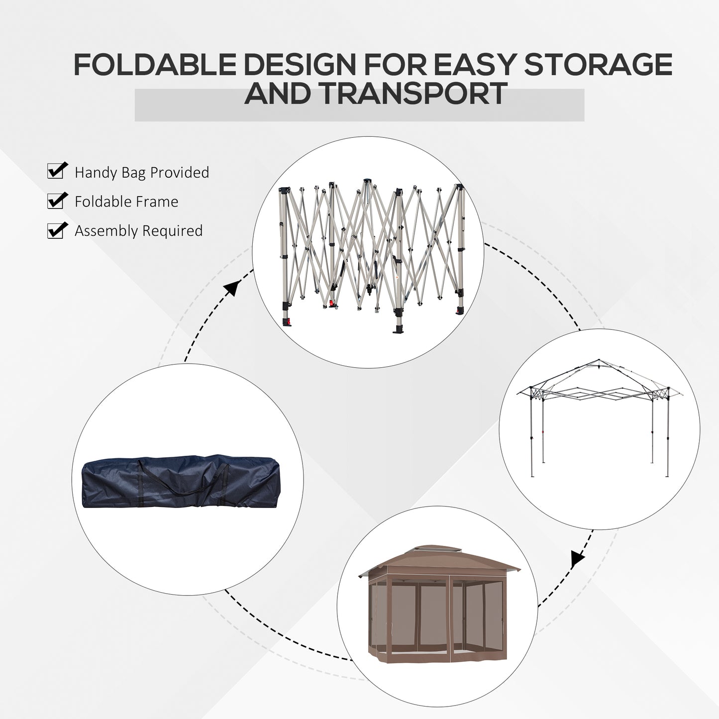 12x12 Pop Up Canopy Tent with Netting - Adjustable Height, Khaki