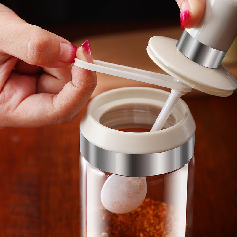 Glass Salt Shaker with Sealed Moisture-Proof Lid - Kitchen Storage Jar