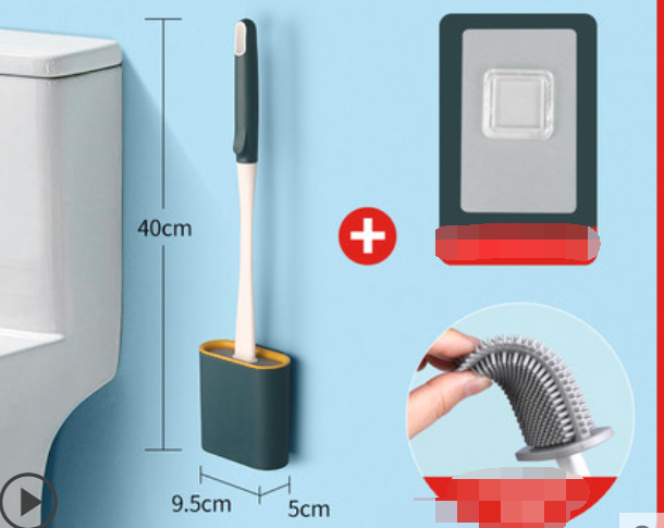 Silicone Toilet Brush Wall-Mounted No Dead Corners Cleaning Tool - Multiple Styles