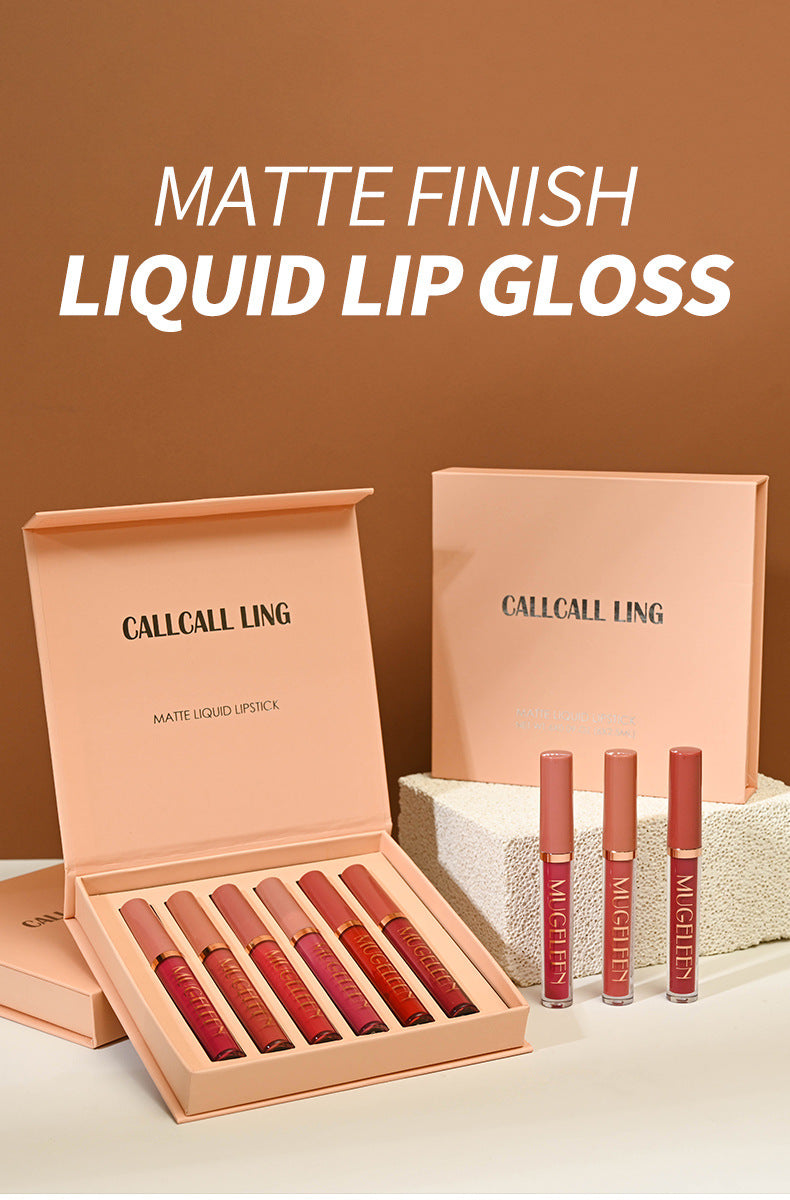 6-Piece Velvet Matte Liquid Lipstick Set - Long-Lasting Waterproof Lip Color