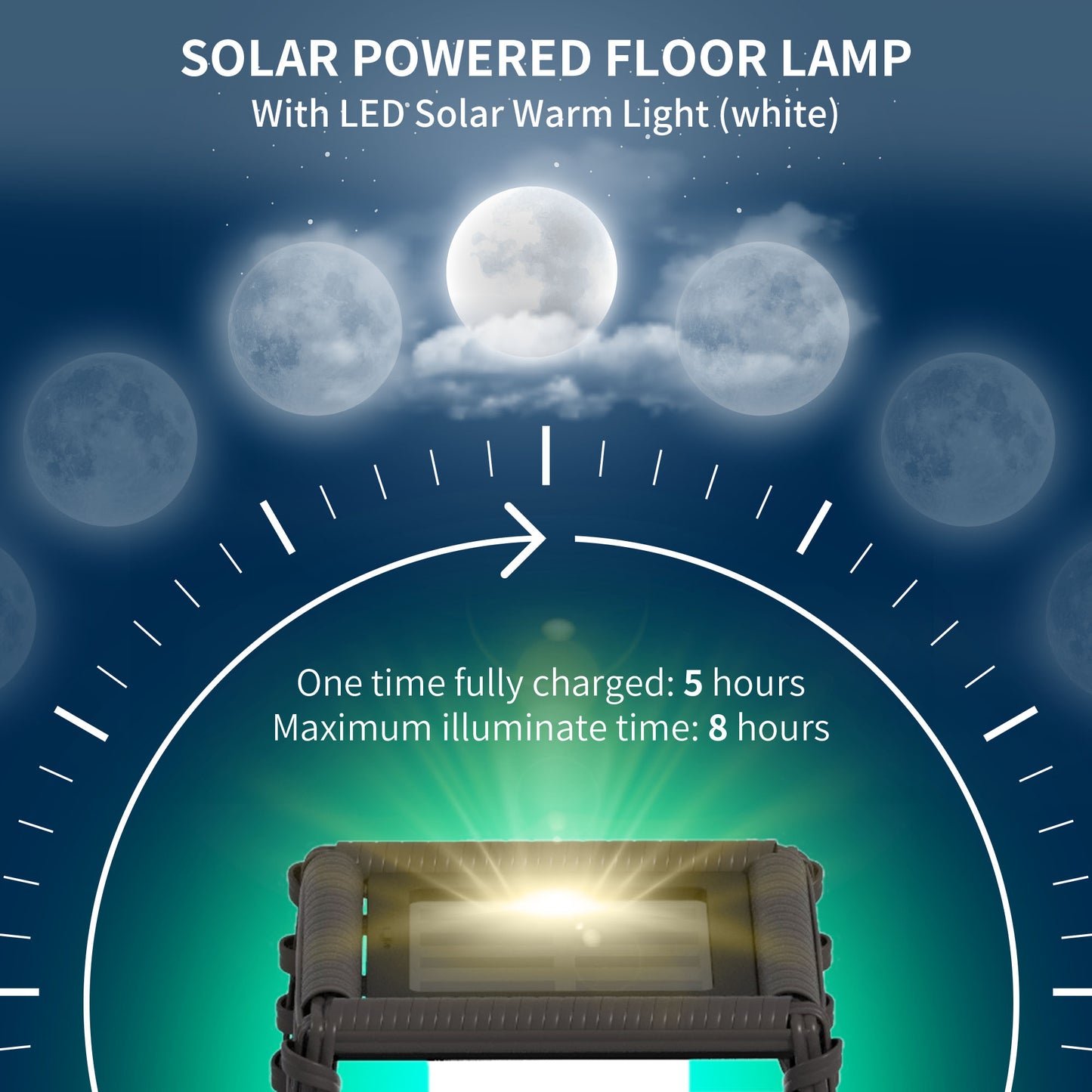 Outdoor Rattan Solar Floor Lamp - Gray Garden Lantern Light