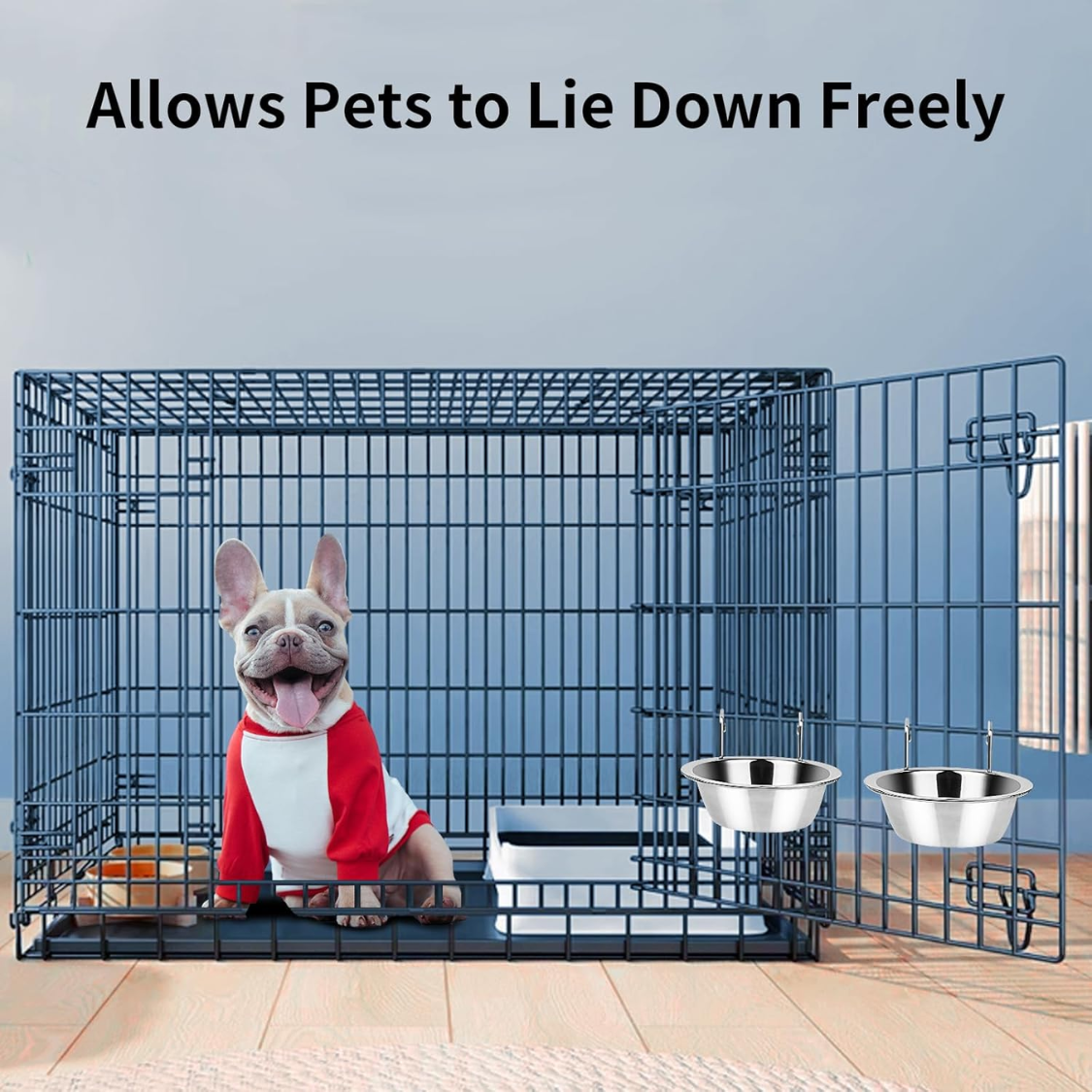 2PCS 8oz Stainless Steel Hanging Pet Water Bowls for Kennels and Cages