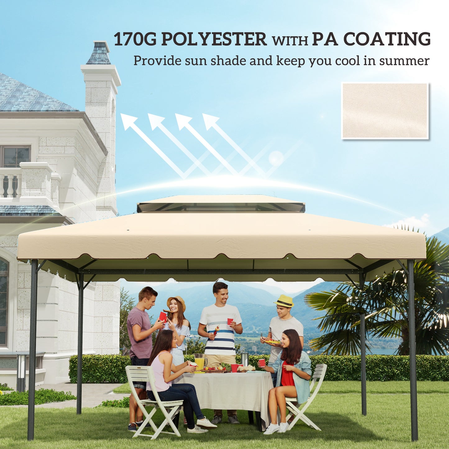 Gazebo Replacement Canopy Top - 13x10 ft, Cream White
