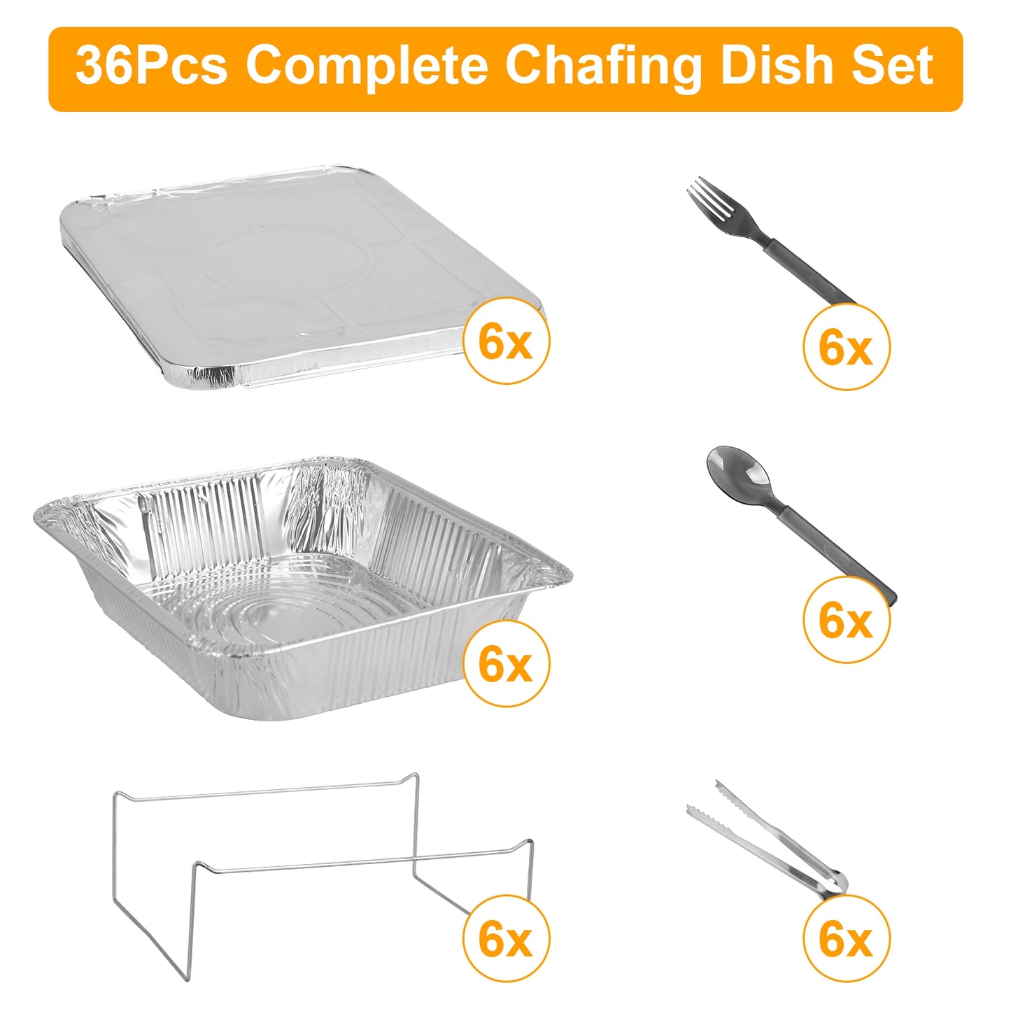 36-Piece Disposable Chafing Dish Set - Buffet Server with Utensils