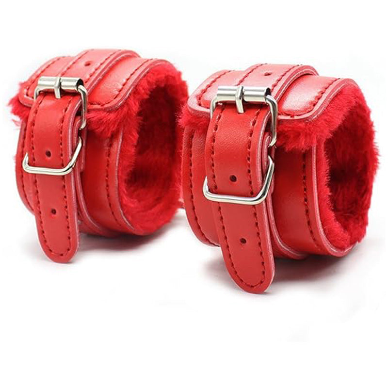 7-Piece BDSM Handcuff and Clip Set - Red