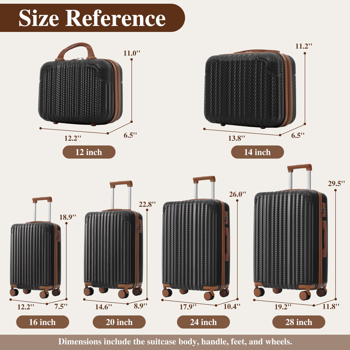 6-Piece Hardshell Luggage Set with Spinner Wheels & TSA Lock