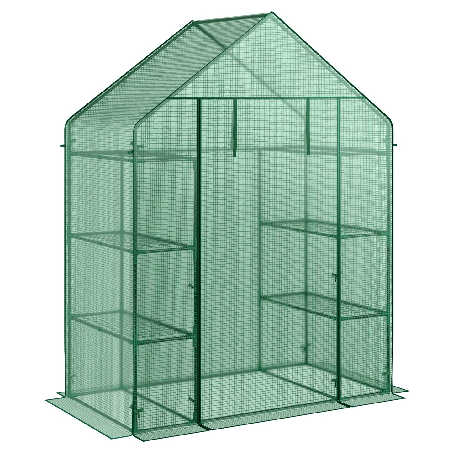 Portable 4-Tier Walk-In Greenhouse with 8 Shelves