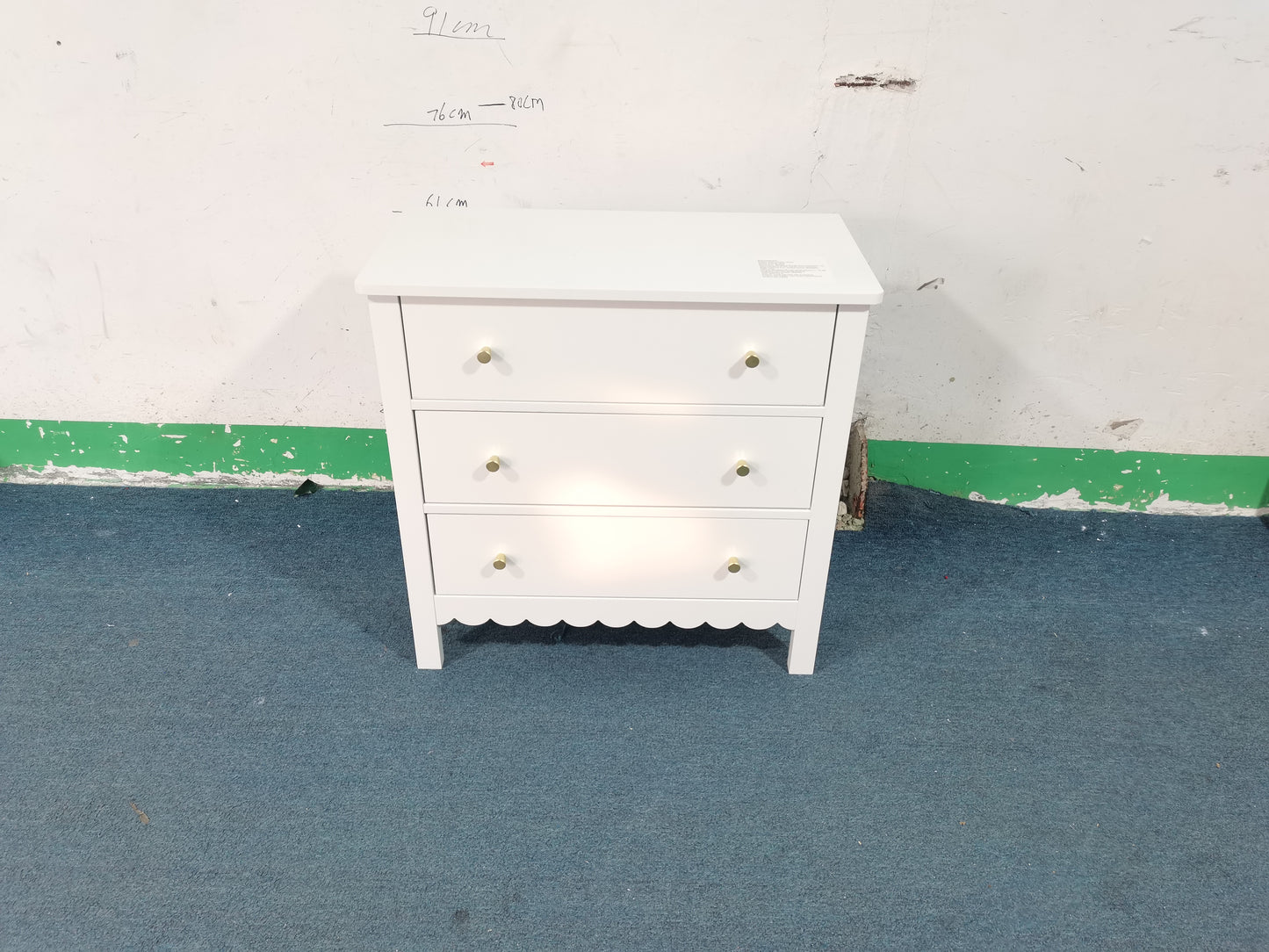 White 3 Drawer Dresser - Modern MDF Storage Cabinet