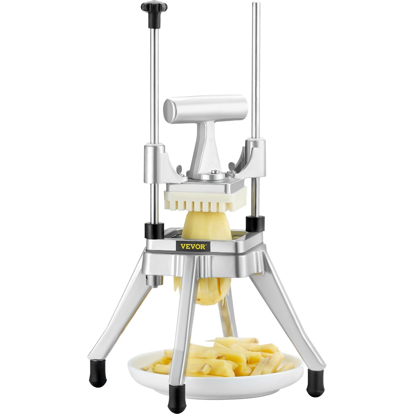 Heavy Duty Commercial Vegetable & Fruit Chopper with 3/8" Blade - Stainless Steel Food Dicer, Onion & French Fry Cutter - Metallic